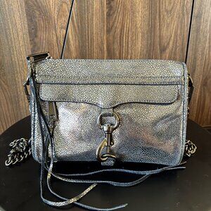 Rebecca Minkoff Leather Mini M.A.C. Crossbody Shoulder Bag Chain Strap - Silver